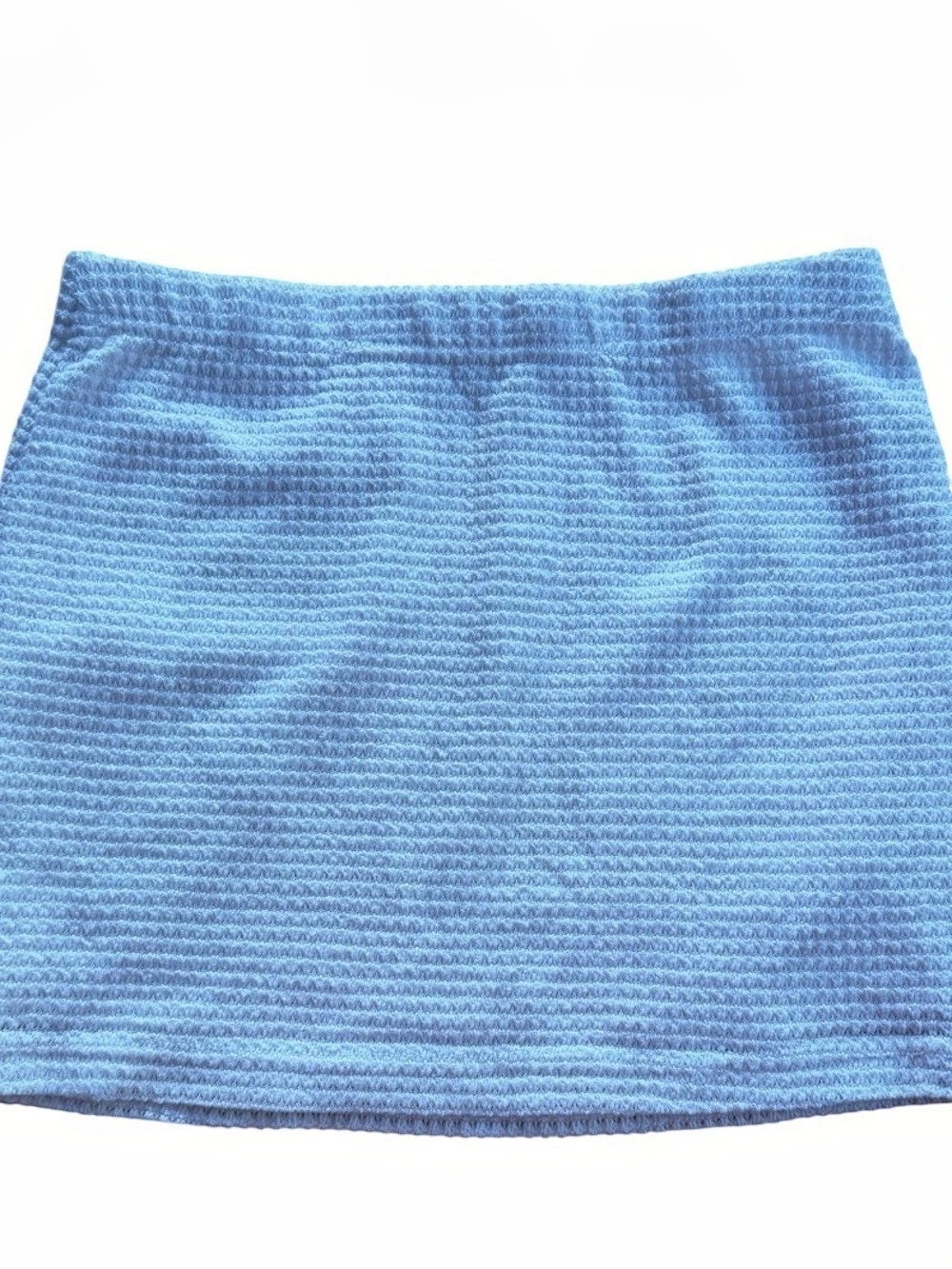 SHEIN White Textured Waffle Knit Mini Skirt Size L 8/10 High Waist Casual